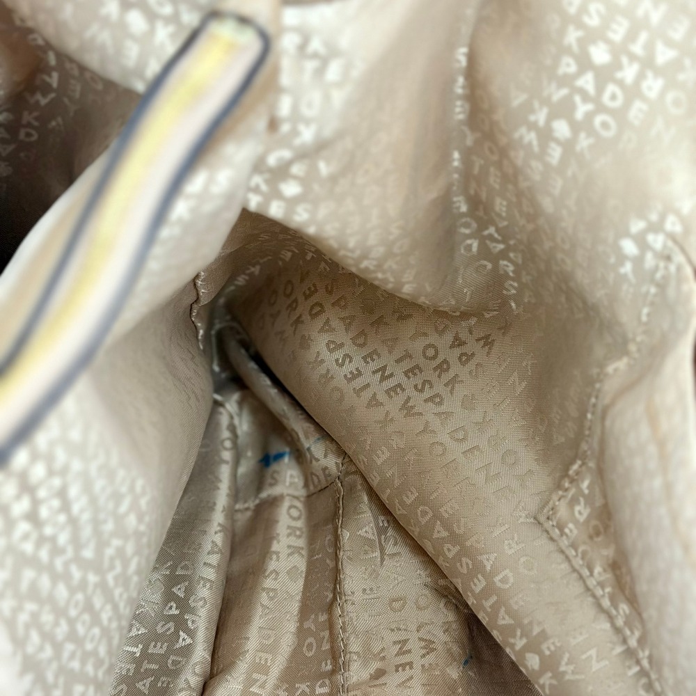 Kate Spade New York Saffiano Leather Tote Bag Taupe Tan Gold Hardware - Picture 9 of 15